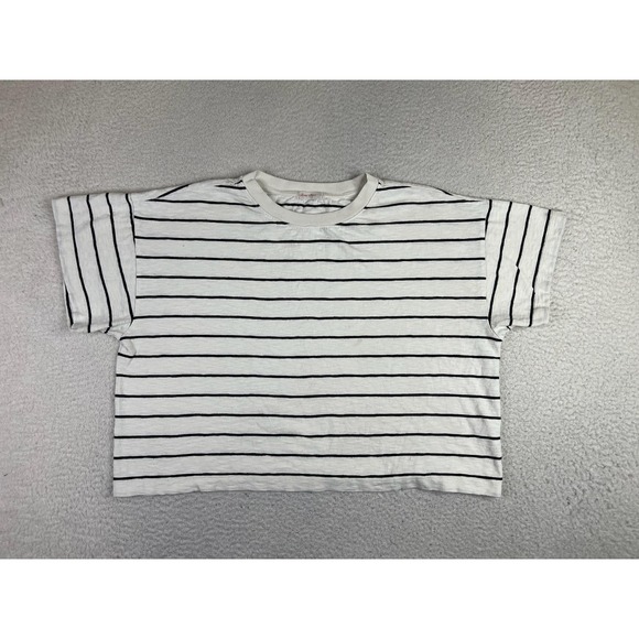 Marine Layer Tops - Marine Layer Shirt Womens Large White Stripe Vintage Slub Cropped Tee